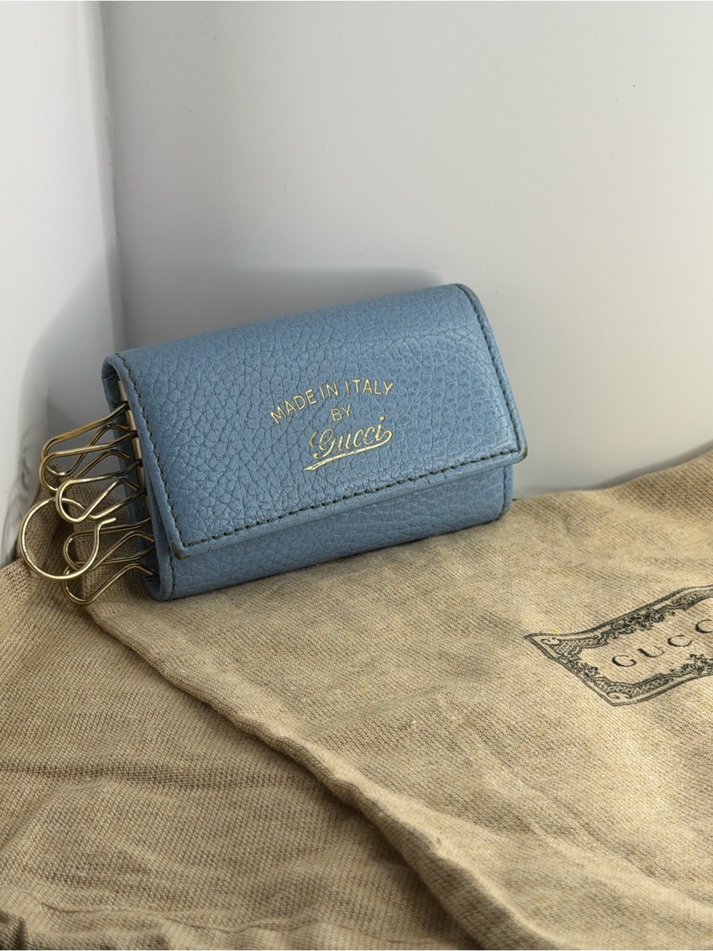 Gucci Swing Blue Leather 6-Key Holder Rare